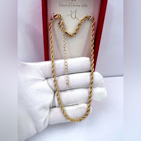 HOUSE OF HARLOW 1960,ROPE NECKLACE IN GOLD COLOR, NICKEL FREE & LEAD SAFE, 15”+3 - Picture 4 of 15